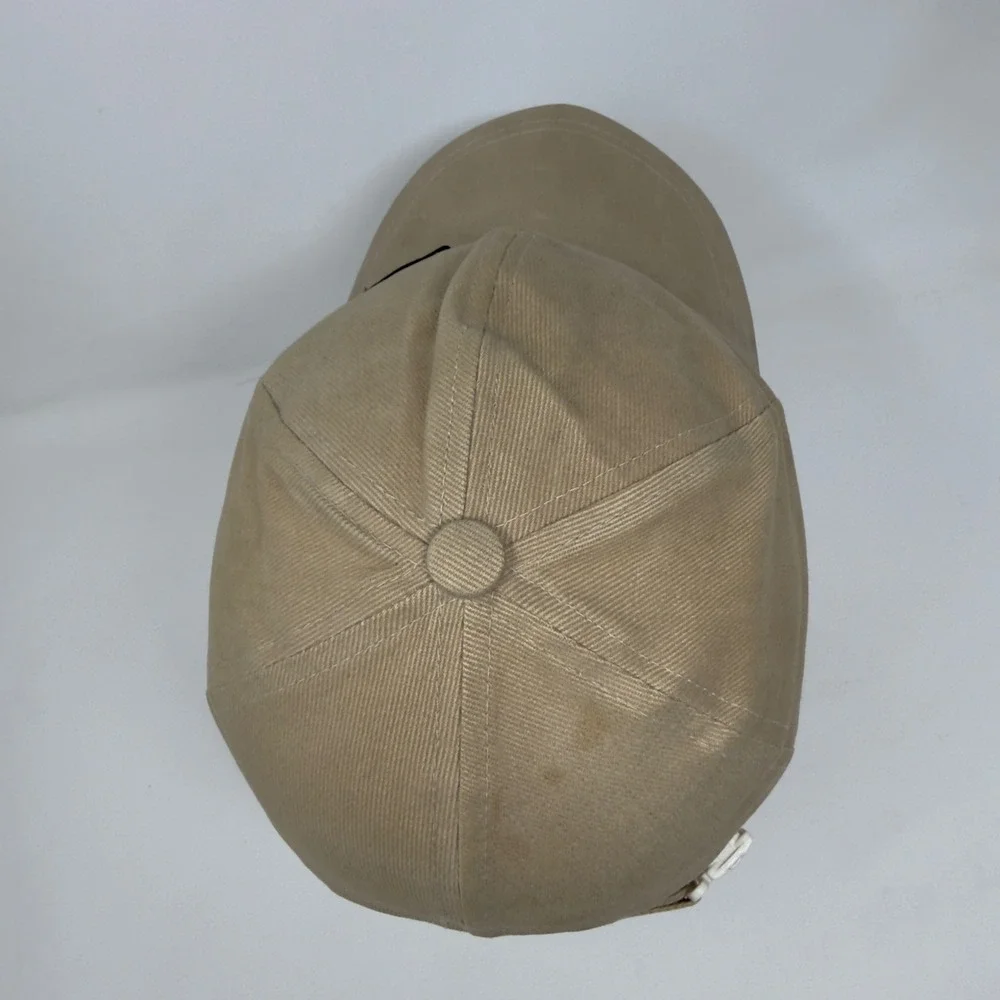 Vintage Nike Swoosh Hat Tan Khaki Made in Korea Adjustable Zip Strap Cap